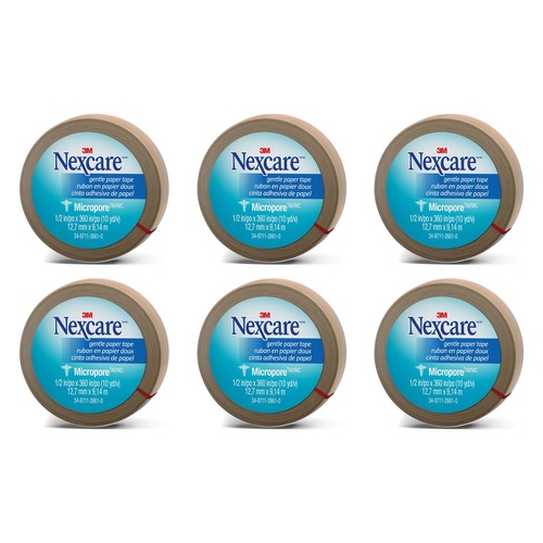 Nexcare Gentle Paper Tape Tan 12.7mm x 9.1m x 24 Bundle of 6