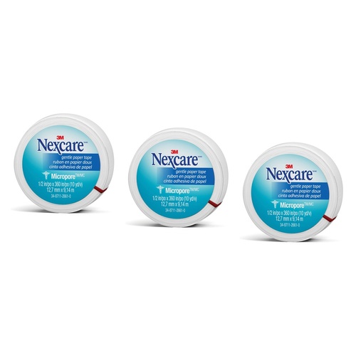 Nexcare Micropore First Aid Tape White 12.7mm x 9.1m x 24 Bundle of 3