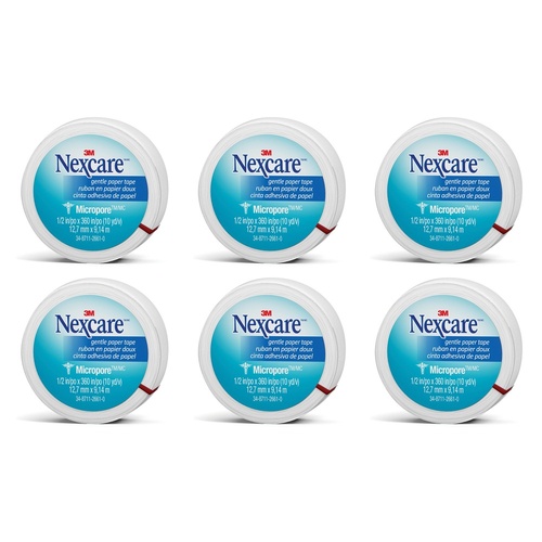 Nexcare Micropore First Aid Tape White 12.7mm x 9.1m x 24 Bundle of 6