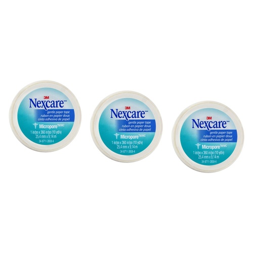 Nexcare Gentle Paper Tape White 25.4mm x 9.1 Metres x 12 Bundle of 3