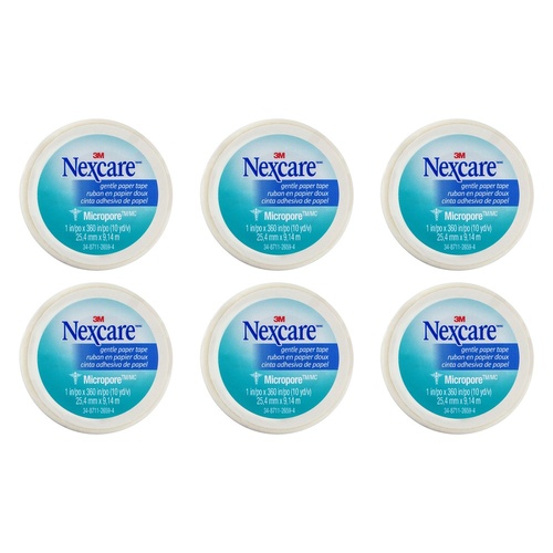 Nexcare Gentle Paper Tape White 25.4mm x 9.1 Metres x 12 Bundle of 6