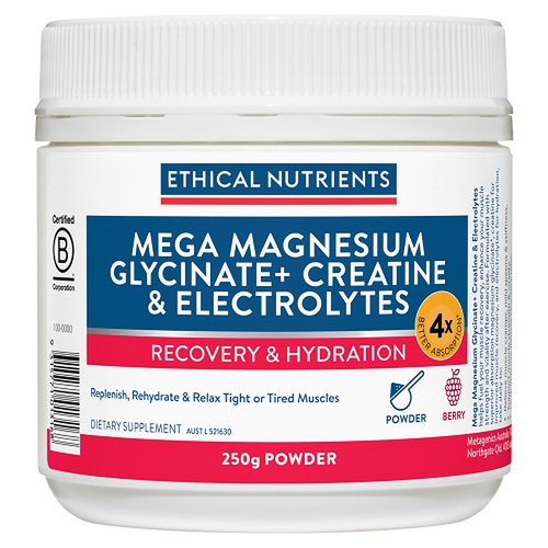 Ethical Nutrients Mega Magnesium Glycinate+ Creatine & Electrolytes Berry 250g