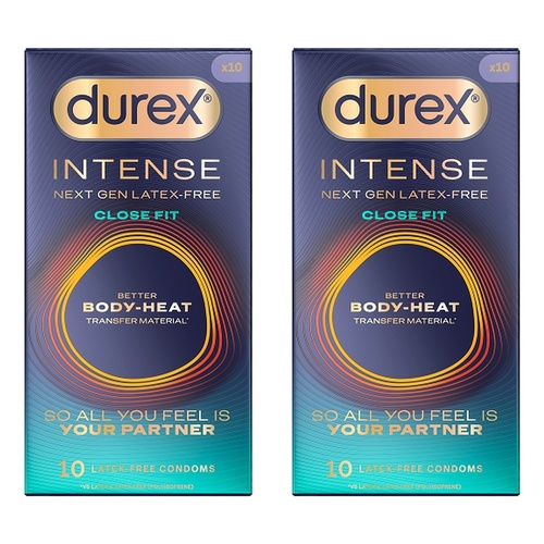 Durex Intense Close Fit Latex-Free Condoms 10 Pack Bundle of 2