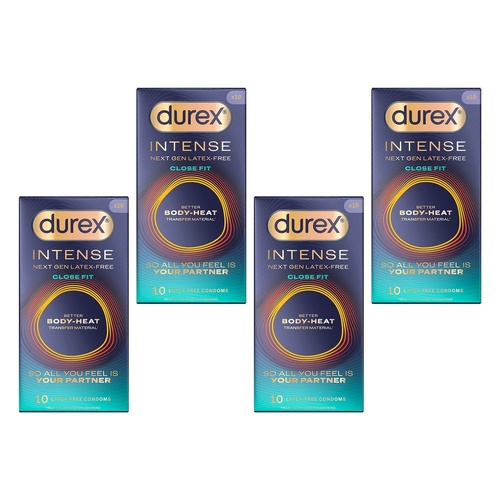 Durex Intense Close Fit Latex-Free Condoms 10 Pack Bundle of 4
