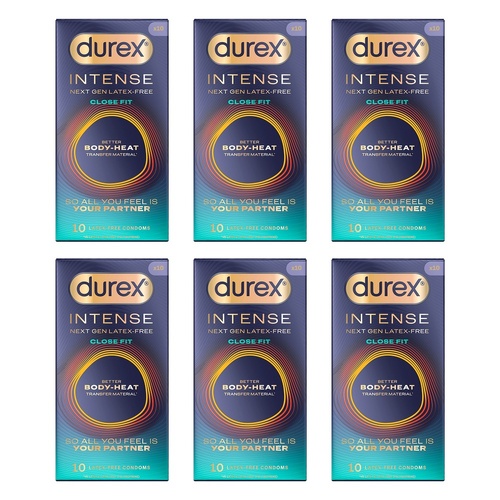 Durex Intense Close Fit Latex-Free Condoms 10 Pack Bundle of 6