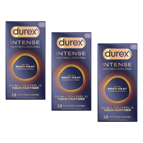 Durex Intense Regular Latex-Free 10 Condoms Pack of 3