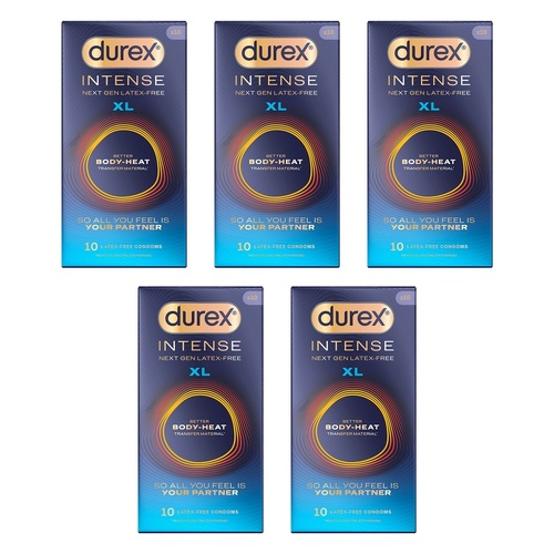 Durex Intense Extra Large Condoms 10 Pack Bundle of 5