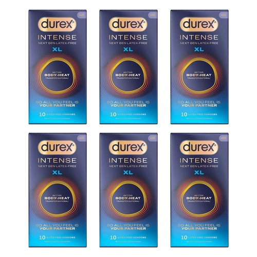 Durex Intense Extra Large Condoms 10 Pack Bundle of 6