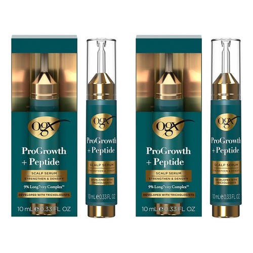 OGX ProGrowth + Peptide Scalp Serum Strengthen & Densify 10mL Pack of 2
