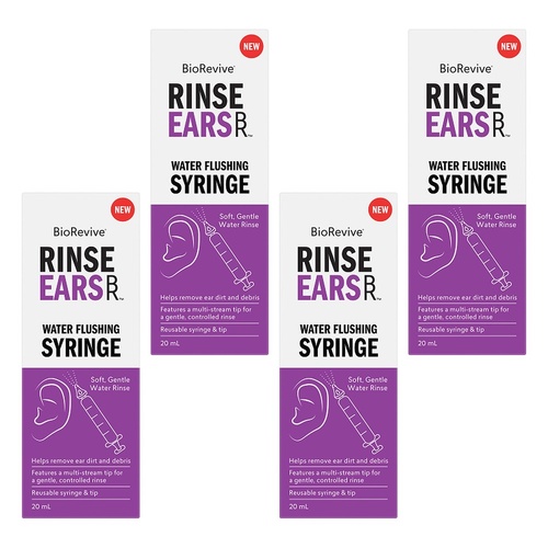 BioRevive RinseEars Water Flushing Syringe 20mL Pack of 4