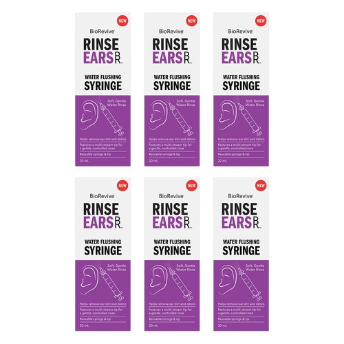 BioRevive RinseEars Water Flushing Syringe 20mL Pack of 6
