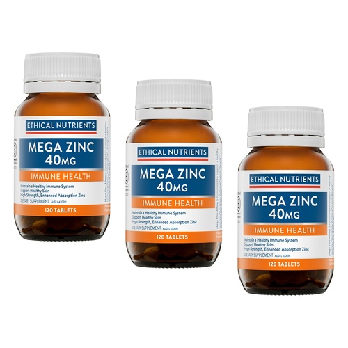 Ethical Nutrients Mega Zinc 40mg 120 Tablets Pack of 3