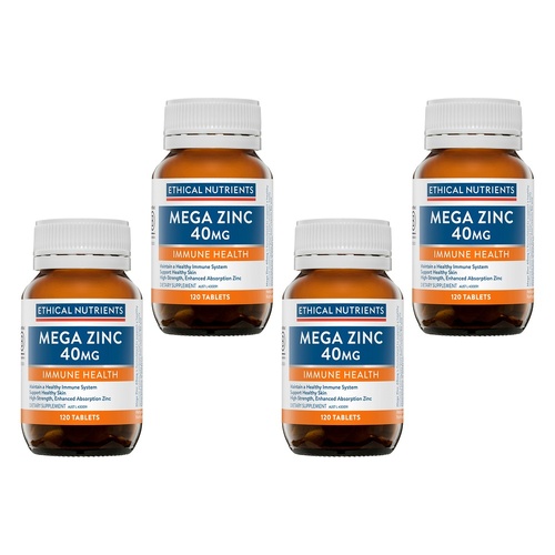 Ethical Nutrients Mega Zinc 40mg 120 Tablets Pack of 4