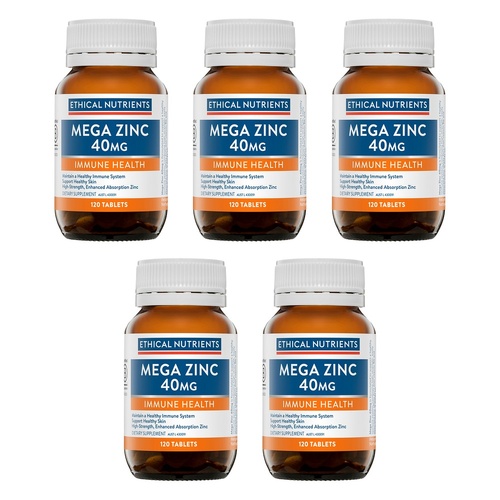 Ethical Nutrients Mega Zinc 40mg 120 Tablets Pack of 5