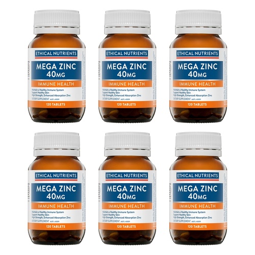 Ethical Nutrients Mega Zinc 40mg 120 Tablets Pack of 6