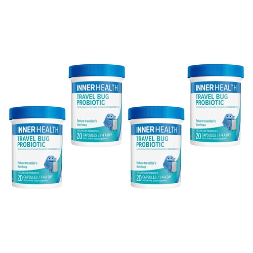 Inner Health Travel Bug Probiotic 20 Capsules Pack of 4