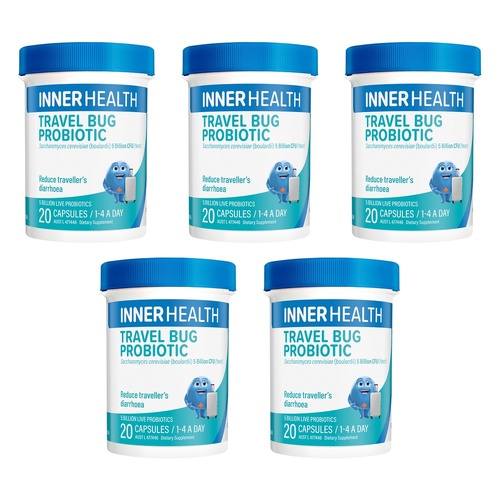 Inner Health Travel Bug Probiotic 20 Capsules Pack of 5