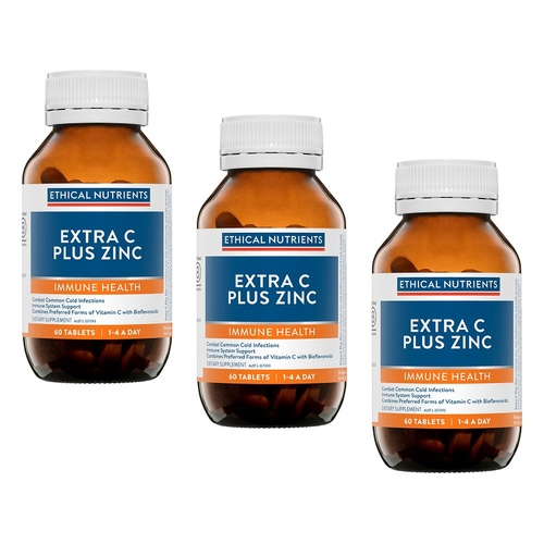 Ethical Nutrients Extra C Plus Zinc 60 Tablets Pack of 3