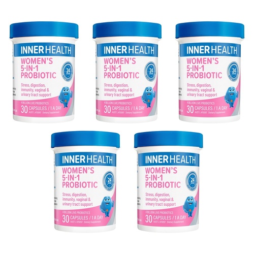 Inner Health Women's 5-in-1 Probiotic 30 Capsules Pack of 5