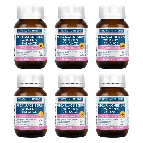 Ethical Nutrients Mega Magnesium Women's Balance 30 Tablets Pack of 6