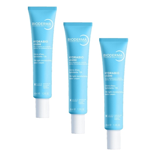 Bioderma Hydrabio Light Moisturising Water Cream 40ml Pack of 3