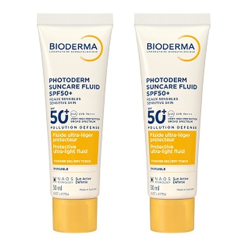 Bioderma Photoderm Suncare Fluid SPF50 Dry-Touch Face Sunscreen 50mL Pack of 2