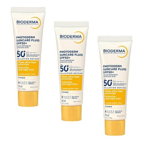 Bioderma Photoderm Suncare Fluid SPF50 Dry-Touch Face Sunscreen 50mL Pack of 3