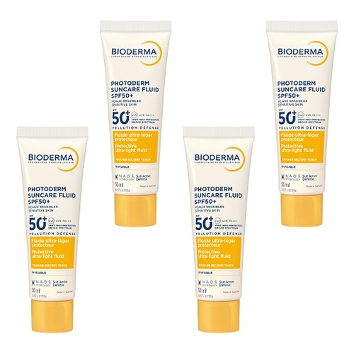 Bioderma Photoderm Suncare Fluid SPF50 Dry-Touch Face Sunscreen 50mL Pack of 4