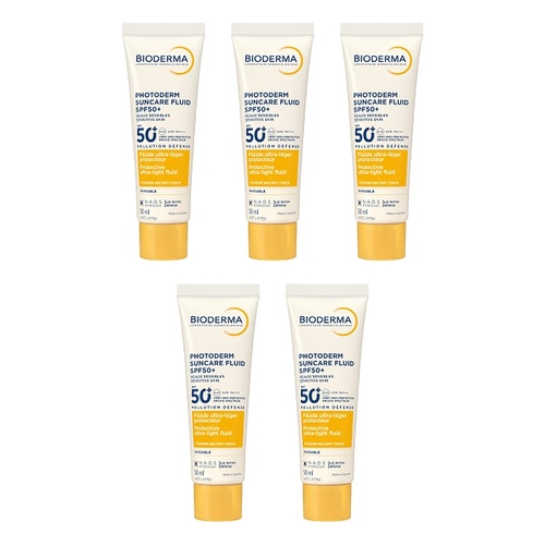 Bioderma Photoderm Suncare Fluid SPF50 Dry-Touch Face Sunscreen 50mL Pack of 5
