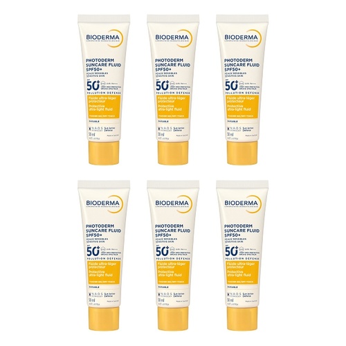 Bioderma Photoderm Suncare Fluid SPF50 Dry-Touch Face Sunscreen 50mL Pack of 6