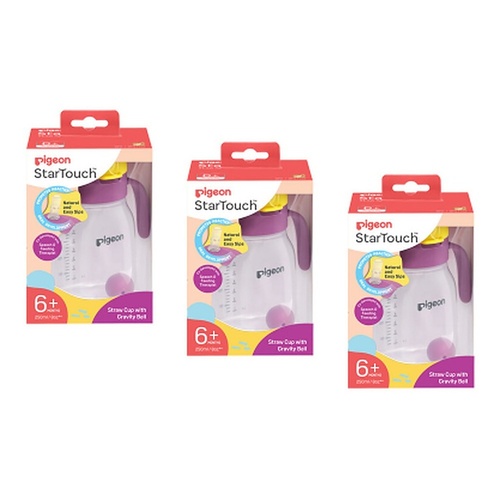 Pigeon Startouch Straw Cup + Gravity Ball Berry Blast 250mL Pack of 3