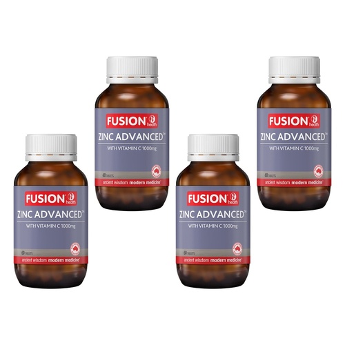 Fusion Zinc Advanced 50mg Vitamin C 60 Tablets Pack of 4