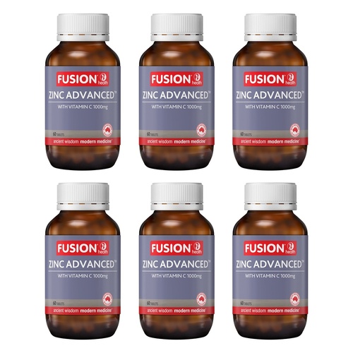 Fusion Zinc Advanced 50mg Vitamin C 60 Tablets Pack of 6