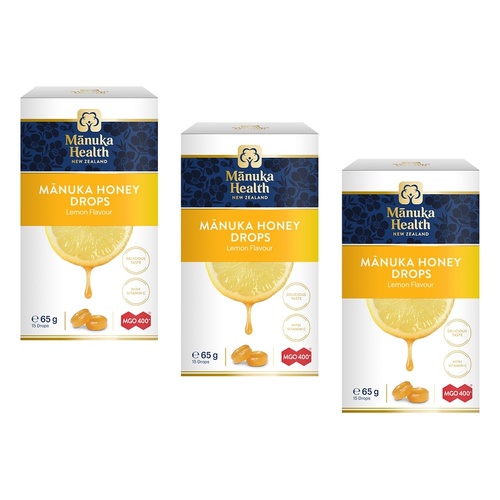 Manuka Health Manuka Honey Drops Lemon Flavour 65g Pack of 3