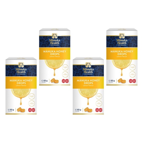 Manuka Health Manuka Honey Drops Lemon Flavour 65g Pack of 4