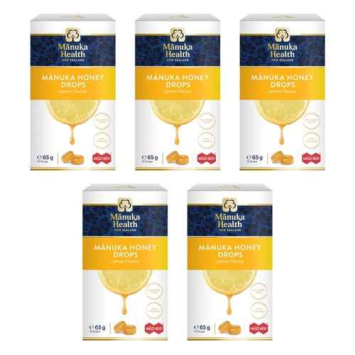 Manuka Health Manuka Honey Drops Lemon Flavour 65g Pack of 5