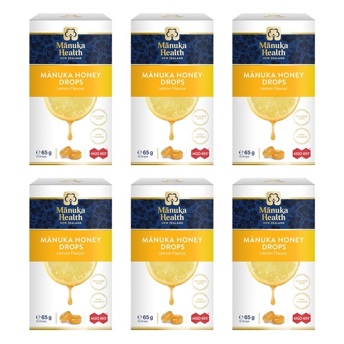 Manuka Health Manuka Honey Drops Lemon Flavour 65g Pack of 6