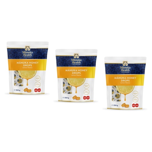 Manuka Health MGO 400+ Manuka Honey Drops Lemon 250g Pack of 3