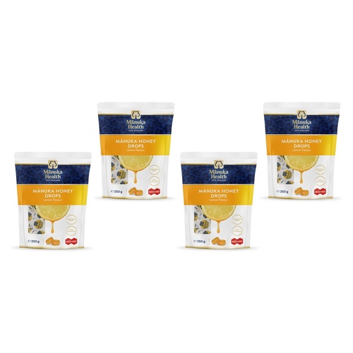 Manuka Health MGO 400+ Manuka Honey Drops Lemon 250g Pack of 4