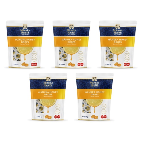 Manuka Health MGO 400+ Manuka Honey Drops Lemon 250g Pack of 5