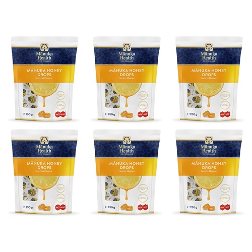Manuka Health MGO 400+ Manuka Honey Drops Lemon 250g Pack of 6