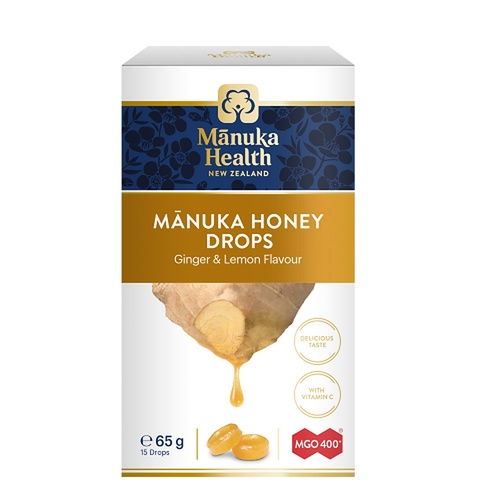 Manuka Health MGO 400+ Manuka Honey Drops Ginger & Lemon 65g