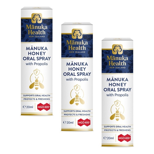Manuka Health Manuka Honey Oral Spray with Propolis 20mL Pack of 3