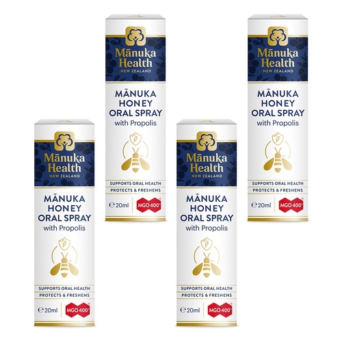 Manuka Health Manuka Honey Oral Spray with Propolis 20mL Pack of 4