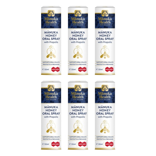Manuka Health Manuka Honey Oral Spray with Propolis 20mL Pack of 6