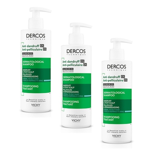 Dercos Anti-Dandruff Deep Cleansing Shampoo 390mL Pack of 3