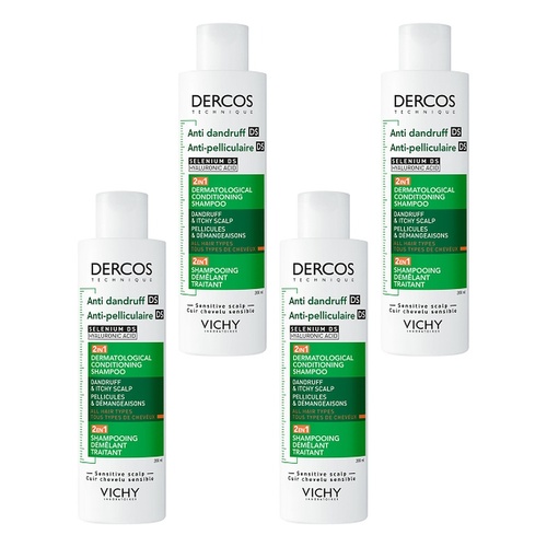 Dercos Anti-Dandruff 2-in-1 Conditioning Shampoo 200mL Pack of 4