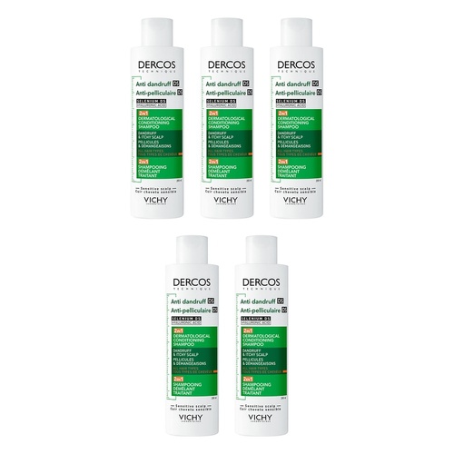 Dercos Anti-Dandruff 2-in-1 Conditioning Shampoo 200mL Pack of 5
