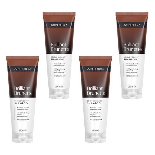 John Frieda Brilliant Brunette Shampoo 250mL Pack of 4