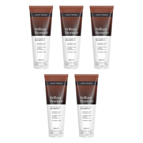John Frieda Brilliant Brunette Shampoo 250mL Pack of 5